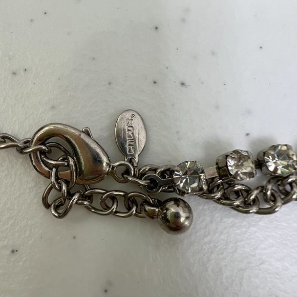 Chicos Chain Necklace Rhinestone Long Multi Strand Silver Tone 28 Inch - Picture 5 of 7